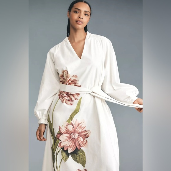 By Anthropologie Belted V-Neck Midi Dress - Picture 4 of 7